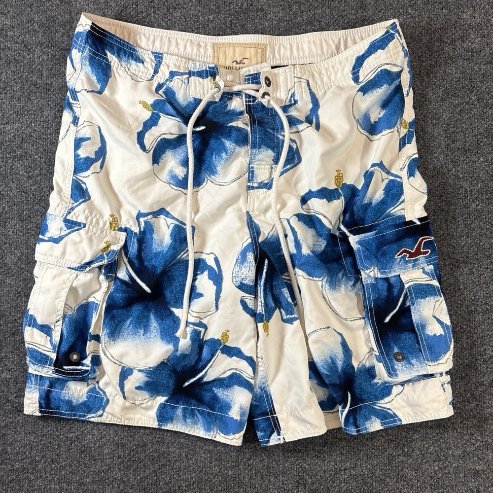 Hollister Boardshorts Men's L Y2K Cargo Pocket Floral 9" Swim Shorts